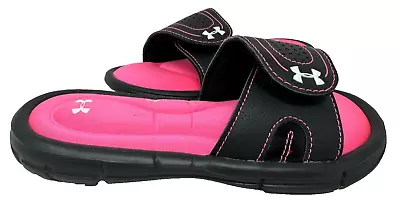 Under Armour Youth Girl's Ignite VIII Slide Sandals #1287997 Blk/Pink Size:2 78Q • $26.99