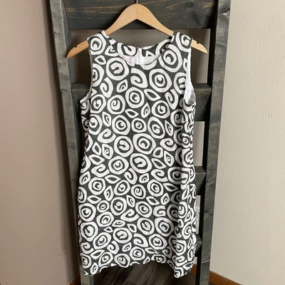 $49.99 • Buy Island Company 100% LINEN Classic Shift Dress White Gray Womens Size M Medium