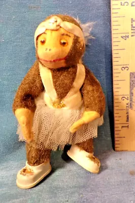 Vintage 1950s Stuffed Animal Toy Monkey As Ballerina Glass Eyes Pos Steiff? DL79 • $9.99