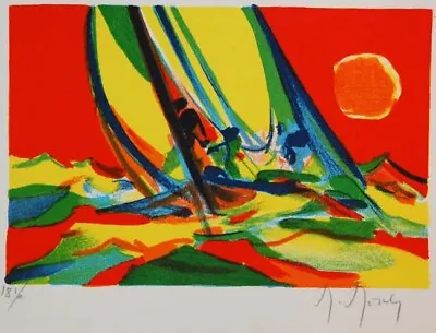 Coucher De Soleil Sunset MARCEL MOULY Hand Signed LTD ED Unframed COA Lithograph • $1125