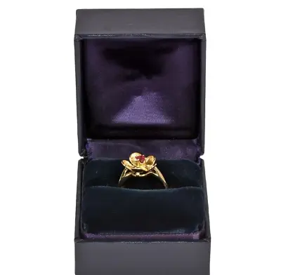 Vintage Tiffany & Co 18k Yellow Gold Ruby Flower Band Ring With Original Box • $645.70