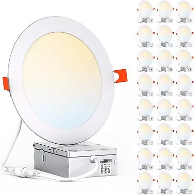 24 Pack 12W LED Recessed Light 7CCT 6 Inch Ultra-Thin Dimmable Ceiling Lamp • $151.15