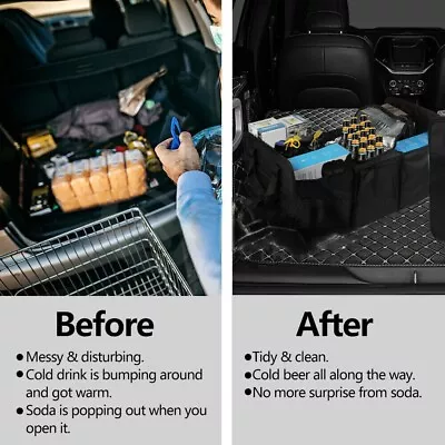 OZ Car Boot Organiser Heat Preservation Cooler Bag Collapsible Storage Box Trunk • $14.35