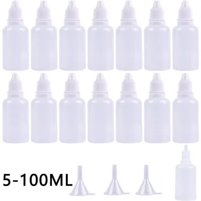 5ml - 100ml LDPE Plastic Childproof Cap Squeezable Empty Dropper Bottle • £5.13