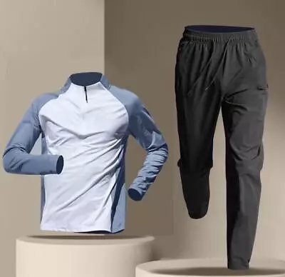 Adult TrackSuit Running Training Suit Men Sport Set Jogging Fitness Tops Pants • $14.90