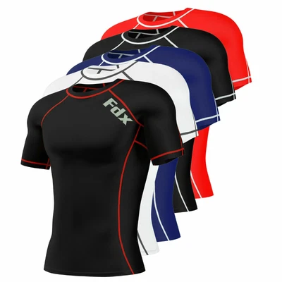 Men's Compression Armour Base Layer Top Half Sleeve Thermal Gym Sports Shirt Uk • £10.98