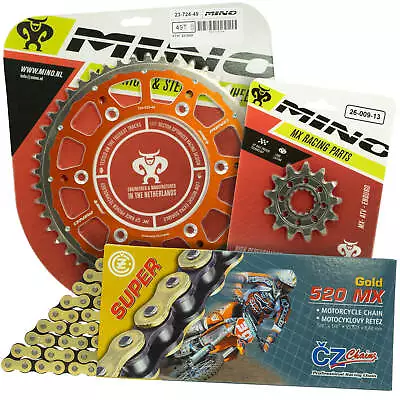 KTM 125 SX 1995 - 2022 Mino 13T/50T Gold MX CZ Chain & Orange Fusion Sprocket Ki • $269.95