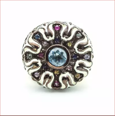 MCL Matthew Campbell Laurenza Multi Color Sapphire Enamel Flower Ring Sz 5.5 • $325