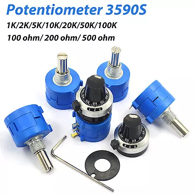 10 Turn Potentiometer 3590S Wirewound Variable Precision Multi-Turn POT 1K-500Ω • £150.06