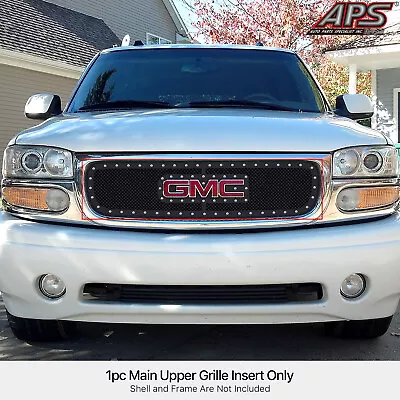 For 2001-2002 GMC Sierra 1500/2500/00-06 Yukon Stainless Black Rivet Mesh Grille • $110.99