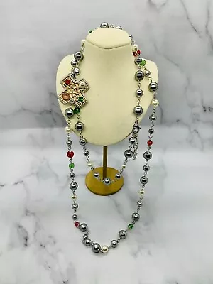 Auth CHANEL CC 2018 Cross Multicolor Necklace - Pre Owned / KP4536 • $399.99