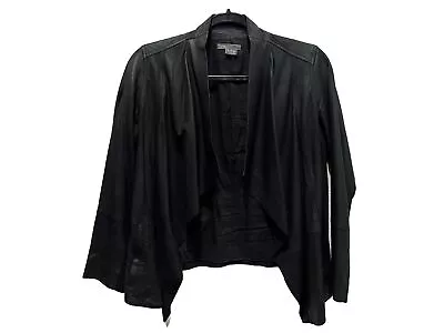 Vince Goat Leather Draped Open Moto Jacket Blazer Black Small • $119