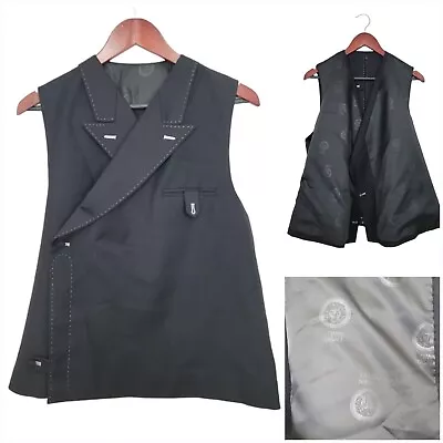 Gianni Versace Mens Blazer Sport Coat Bespoke Jacket Vest 41-42 Black Suits • $152.36