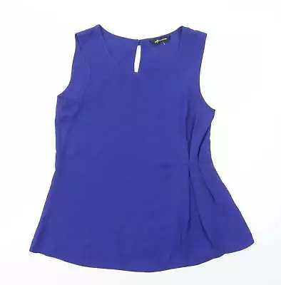 Internacionale Womens Blue Polyester Basic Blouse Size 8 Round Neck • £5.50
