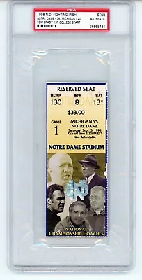 $300 • Buy Tom Brady's 1998 1st College Start Game Ticket Versus Notre Dame Psa Authentic