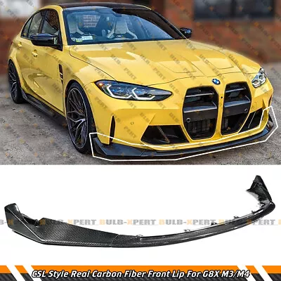 CSL Style Real Carbon Fiber Front Bumper Lip For 2021-2024 BMW G80 M3 G82 G83 M4 • $385.99