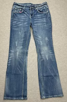 Cowgirl Tuff Hippie Womens Blue Denim Jeans Lightly Distressed Rodeo W28 L33 • $24.74