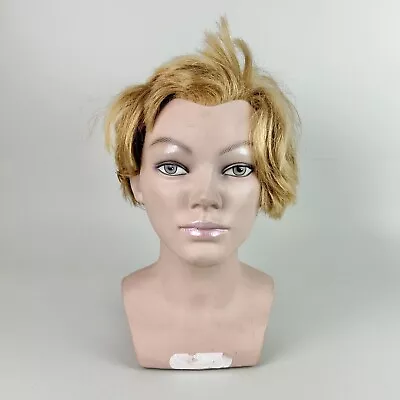 Vintage Cosmetology Mannequin Head Blonde Hair Woman Realistic Styling Student • $30.40