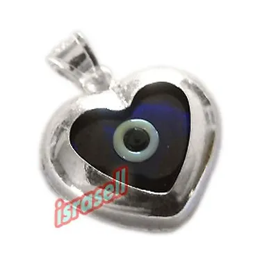 $13.59 • Buy 925 Sterling Silver EVIL EYE HEART PENDANT - Protection Charm - Lucky Amulet