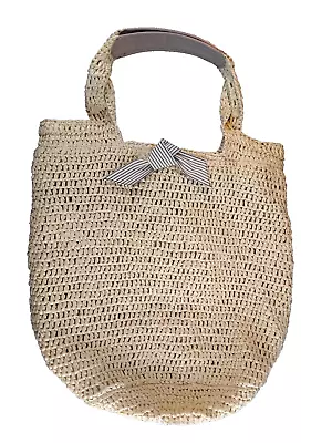 Vintage Gap Raffia Straw Market Tote Handbag Beach Resort Travel Bag • $18