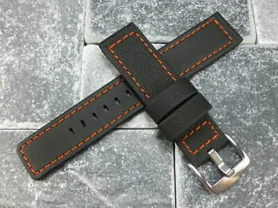 24mm PVC Composite Rubber Band Black Diver Watch Strap Kevlar For Maratac Orange • $29.94