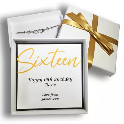 Personalised Birthday Bracelet Gift Present 16th 18th 21st 30th 40th 50th Silver • £7.95