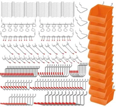 $44.98 • Buy 238 Piece Pegboard Hooks Set Peg Board Bins Parts Storage Tools Shop Organiser