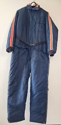 Vintage 1980's Red White & Blue Snowmobile Ski Suit Quilted Men’s Large Hooded  • $40