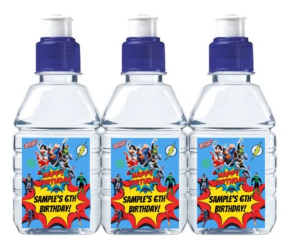$11.95 • Buy 16 X Justice League Labels Pop Top Bottles Water Favors Birthday Kids Party