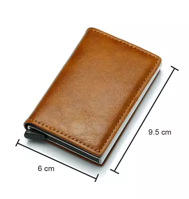 Brown Leather Style Aluminum Men Wallet ID Credit Card Holder Mini RFID Wallet • $10