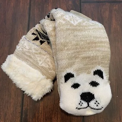 Muk Luks POLAR BEAR Sock Slipper SIZE S/M  6-8 Treated With Jojoba Oil ~ NWT! • $9.35