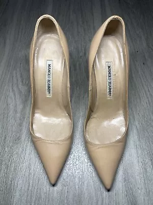 Manolo Blahnik Nude Tan Leather Pumps Pointed Toe EURO SIZE 36/ US 5 • $79.98