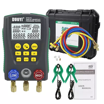 Digital Manifold Meter Refrigeration HVAC Gauge Vacuum Pressure Temperature Test • $144