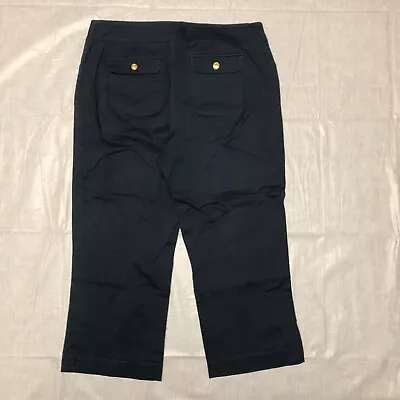 Erin London Crop Pants Womens 8 Navy Blue Cotton Blend Stretch Capri • $13.59