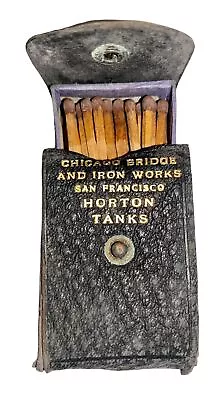 Vintage 1930s Match Case Leather Chicago Bridge Iron Works San Francisco Horton  • $64.29