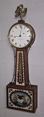 Fine Foster Campos 8 Day Banjo Wall Clock Working Weight Driven Pembroke Mass. • $2898