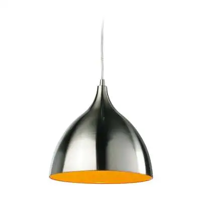 Firstlight Cafe 5745 Contemporary Brushed Steel And Orange Ceiling Pendant • £63.95