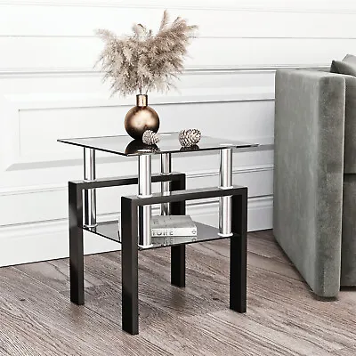 Modern Set Of 1/2 Coffee Table Tempered Glass Tea Table Square Table End Table • $70.99