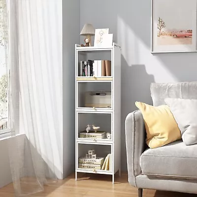 4-Door Steel Accent Cabinet With Drawer White Vintage Style • $76