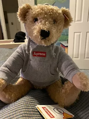 100% Auth. Supreme Steiff Teddy Bear Heather Grey FW18 Brand New • $1100