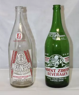 2-Utilitarian Bottles: Mt. Zircon Beverages & Nezinscot Beverages (c.1905) Maine • $41.46