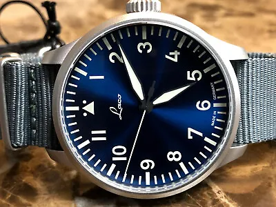 $410 • Buy Laco Augsburg Blaue Stunde 42 Blue Dial Automatic 862100 Box Papers