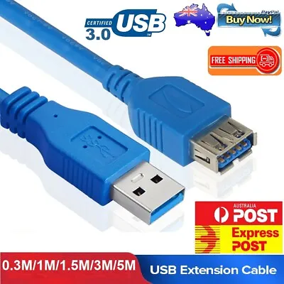 $8.15 • Buy USB 3.0 A Male To Female Extension Extender Cable Cord M/F Standard Type Blue