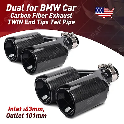 NEW Opened For BMW Dual Car Exhaust TWIN End Tips Tail Pipe 63mm In 101MM Out • $140