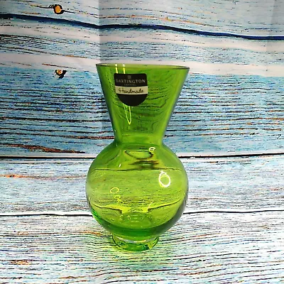 DARTINGTON Fine Crystal Green VASE Made In ENGLAND Glass Décor 6” • £44.39