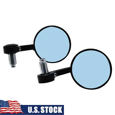 2x Motorcycle Round 7/8  CNC Bar End Rearview Side Mirrors For Bobber Cafe Racer • $31.49
