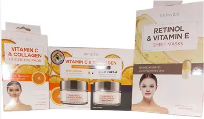 Skin 2.0 Vitamin C & Collagen Day/night Cream Se Masks Eye Pads & Facial Scrub • $24.99