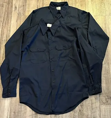 Vintage Big Mac Shirt Mens L/G 16 16 Navy No Iron Long Sleeve Button Workwear • $32