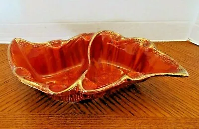 Art Deco 12  Red & Gold  Ceramic Dish USA #2850 - Ccll.Style - Vintage  • $23.49