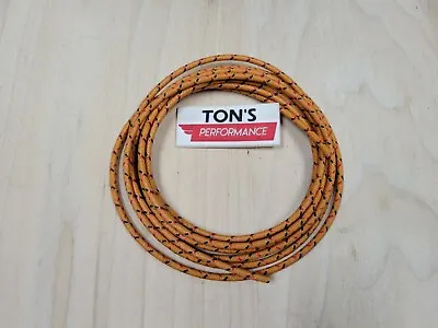 10 Feet Vintage Braided Cloth Covered Primary Wire 14 Gauge 14g Orange Black Red • $7.95